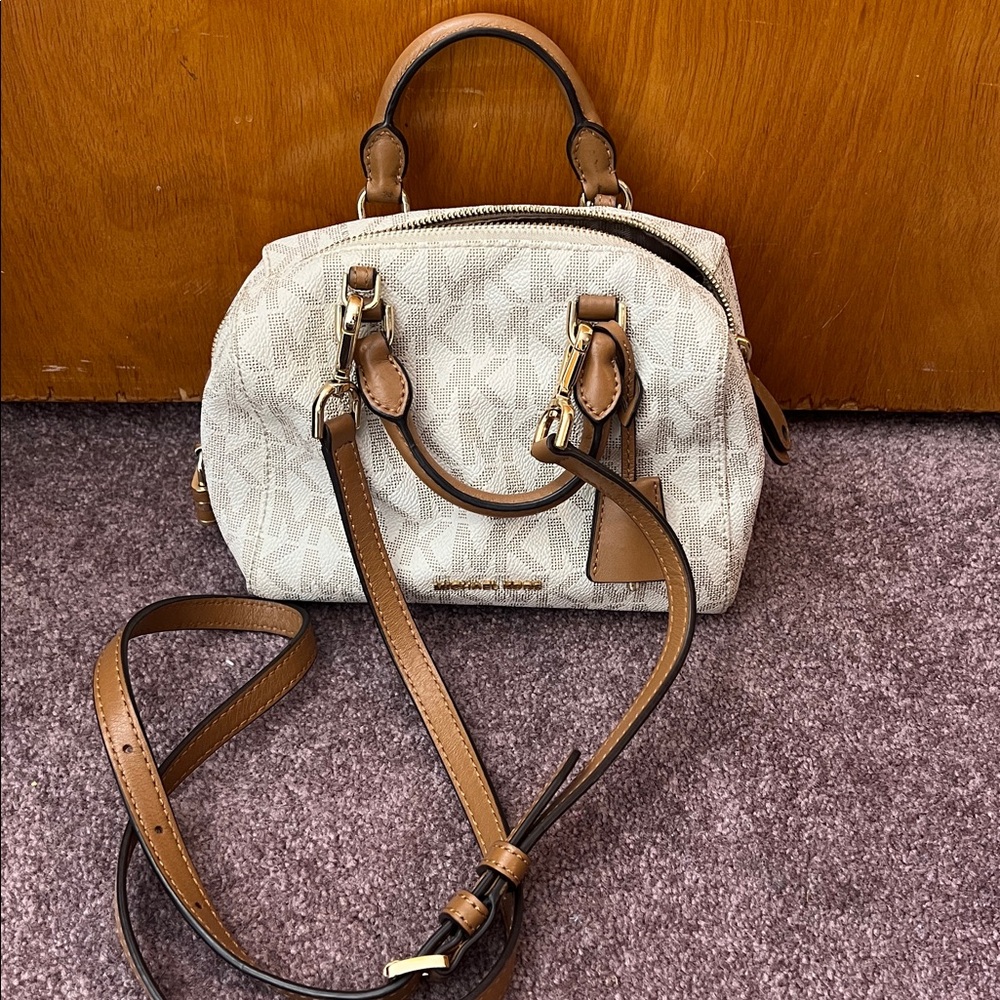Michael Kors Cream and Tan Handbag